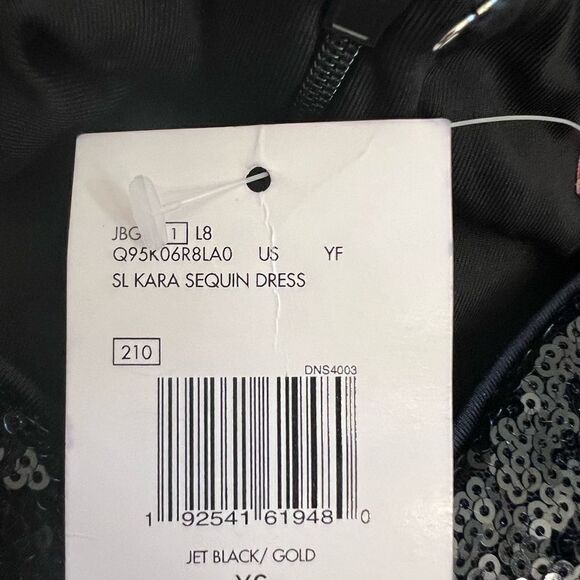 NWT women’s GUESS SL Kara sequin Ombre Dress. Size XS color is jet Black/Gold. - Picture 5 of 7